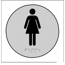 Plaque en relief et braille toilettes Femmes - diam 10cm