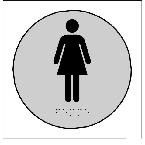 Plaque en relief et braille toilettes Femmes - diam 10cm