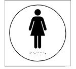 Plaque en relief et braille toilettes Femmes - diam 10cm