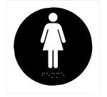 Plaque en relief et braille toilettes Femmes - diam 10cm