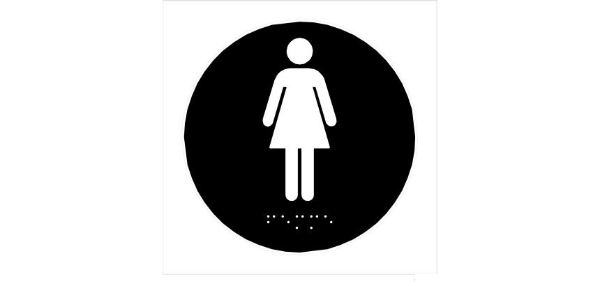 Plaques en relief et braille toilettes Femmes Dimensions:Ø 100 mm -