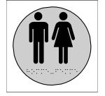 Plaque en relief et braille toilettes Hommes et Femmes - diam 10cm