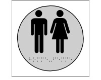 Plaque en relief et braille toilettes Hommes et Femmes - diam 10cm