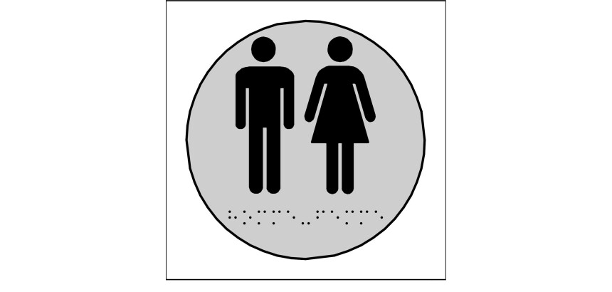 Plaque en relief et braille toilettes Hommes et Femmes - diam 10cm