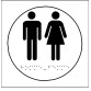 Plaque en relief et braille toilettes Hommes et Femmes - diam 10cm