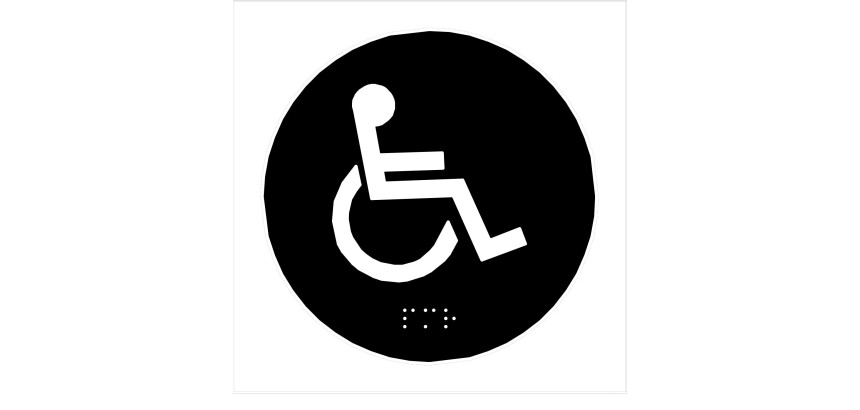 Plaque en relief et braille toilettes PMR  - diam 10cm