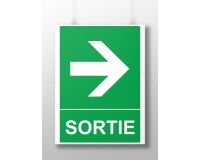 Panneau Sécurité Sortie flèche droite - 300 x 250 mm