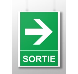 Panneau Sécurité Sortie flèche droite - 300 x 250 mm