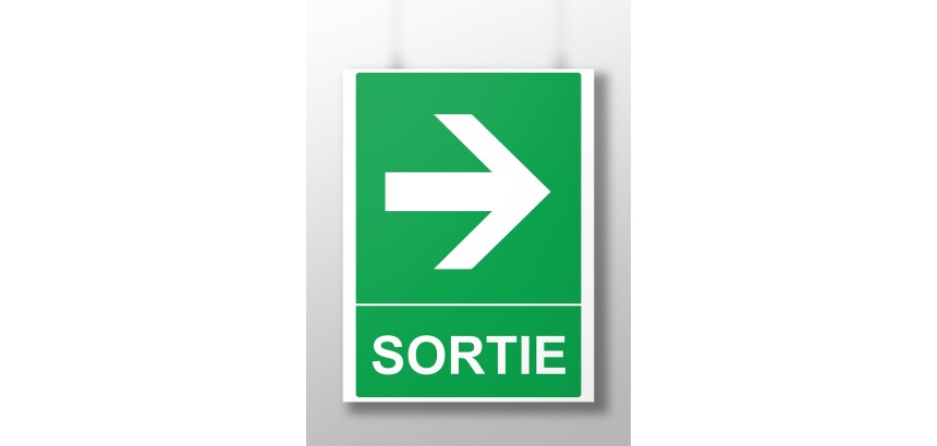 Panneau Sécurité Sortie flèche droite - 300 x 250 mm