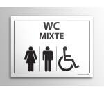 Plaque gravée Mixte WC + personnes PMR