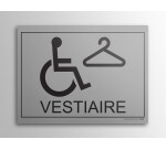 Plaque gravée Vestiaire + picto PMR