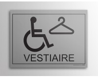 Plaque gravée Vestiaire + picto PMR