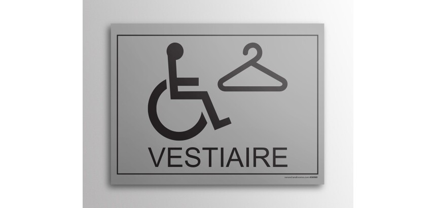 Plaque gravée Vestiaire + picto PMR