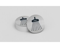 Pictogramme rond de porte - Douche-  83mm - Acier brossé