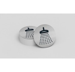 Pictogramme rond de porte - Douche-  83mm - Acier brossé