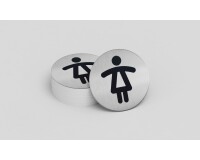 Plaque de porte - Toilettes Dames - diam : 83mm - acier