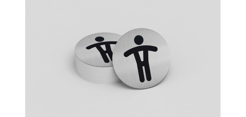 Plaque de porte - Toilettes Messieurs- diam : 83mm  - acier