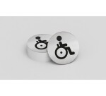 Pictogramme rond de porte - Toilettes personnes PMR - diam : 83mm  - acier