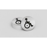 Pictogramme rond de porte - Toilettes personnes PMR - diam : 83mm  - acier