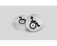 Pictogramme rond de porte - Toilettes personnes PMR - diam : 83mm  - acier