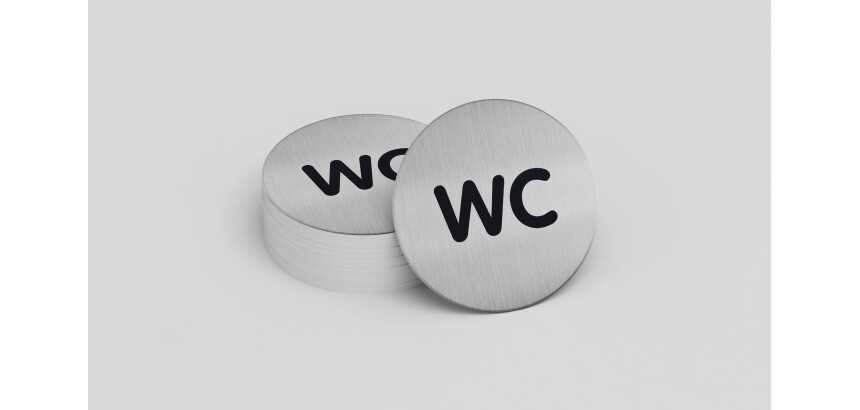 Plaque de porte ronde WC ALu brossé - 83 mm