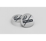 Pictogramme rond de porte - Zone non fumeur - 83mm - acier brossé