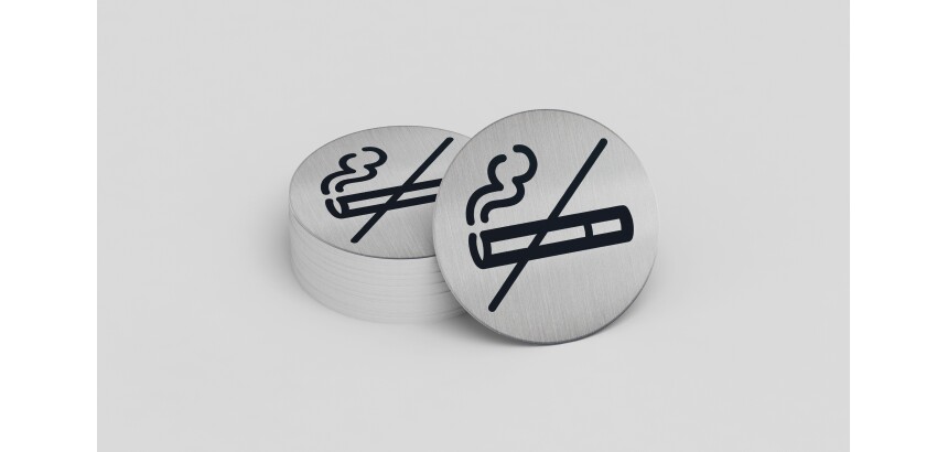 Pictogramme rond de porte - Zone non fumeur - 83mm - acier brossé