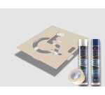 Kit stationnement PMR SLIKA : pochoir + peinture + ruban de masquage