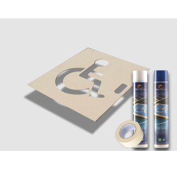 Kit stationnement PMR SLIKA : pochoir + peinture + ruban de masquage
