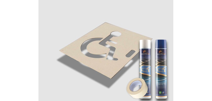 Kit stationnement PMR SLIKA : pochoir + peinture + ruban de masquage