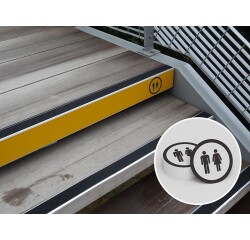 Lettrage adhésif pour contremarche WC