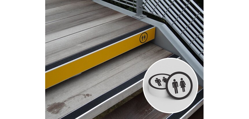 Lettrage adhésif pour contremarche WC