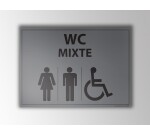 Plaque gravée Mixte WC + personnes PMR