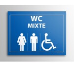 Plaque gravée Mixte WC + personnes PMR