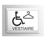 Plaque gravée Vestiaire + picto PMR