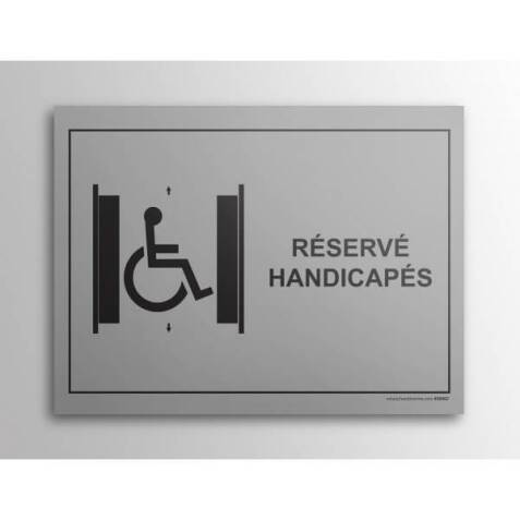 Plaque gravée Ascenseur Réservé PMR - 14 x 10 cm - gravoply