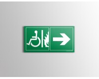 Panneau évacuation PMR - Sortie de secours droite