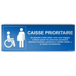 Panneau d'Information Caisse Prioritaire - vinyle - 350 x 125 mm