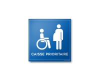 Autocollant caisse prioritaire aux personnes en situation de handicap et à mobilité réduite PMR