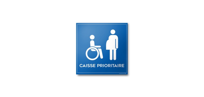 Autocollant caisse prioritaire aux personnes en situation de handicap et à mobilité réduite PMR