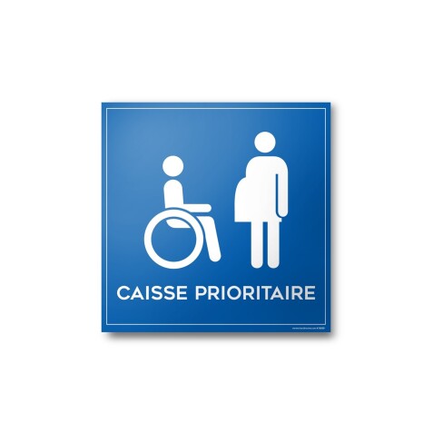 Autocollant caisse prioritaire aux personnes en situation de handicap et à mobilité réduite PMR