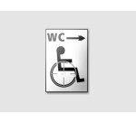 Panneau relief et braille WC, flèche avec picto PMR