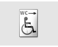 Panneau relief et braille WC, flèche avec picto PMR