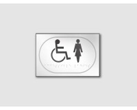 Panneau Picto PMR et FEMME en relief et braille  - Blanc