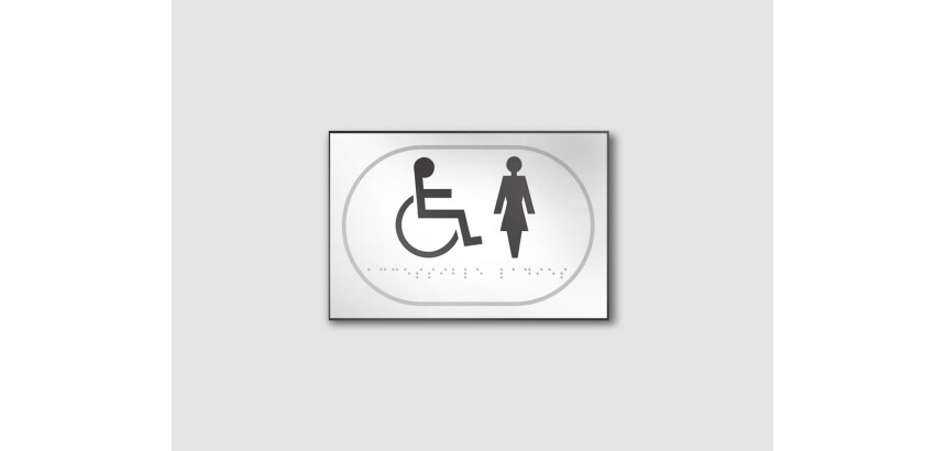 Panneau Picto PMR et FEMME en relief et braille