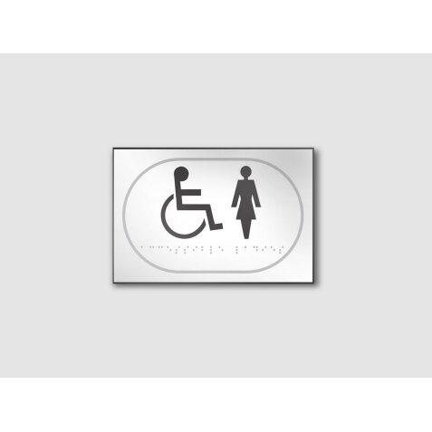 Panneau Picto PMR et FEMME en relief et braille