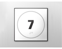 Plaque de porte NUMERO 7 - relief et braille  - Blanc