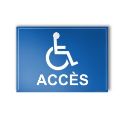 Plaque gravée Accès avec Picto PMR