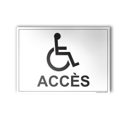 Plaque gravée Accès avec Picto PMR