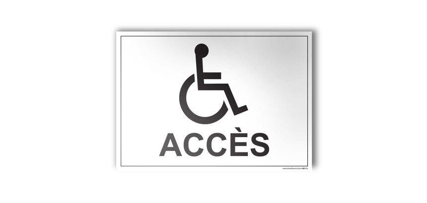 Plaque gravée Accès avec Picto PMR